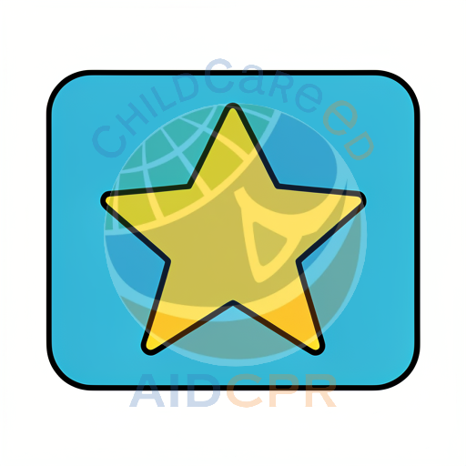 Yellow star inside blue square