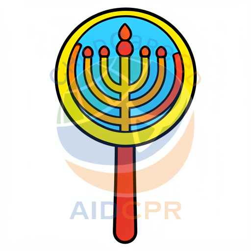Menorah inside a yellow circle