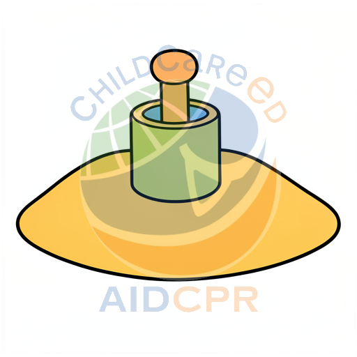 Orange button on green base