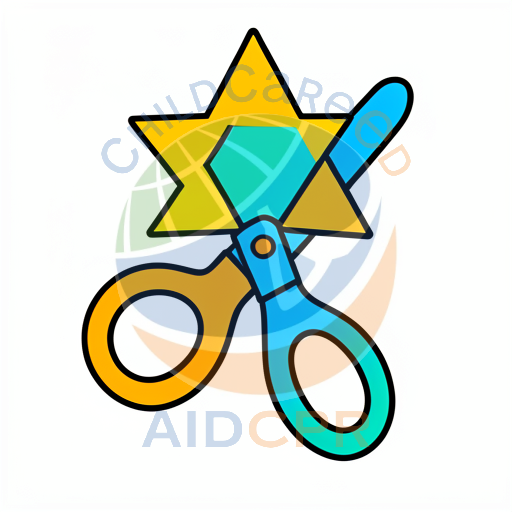 Scissors cutting a yellow star