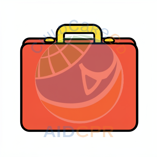 Red briefcase with yellow handle