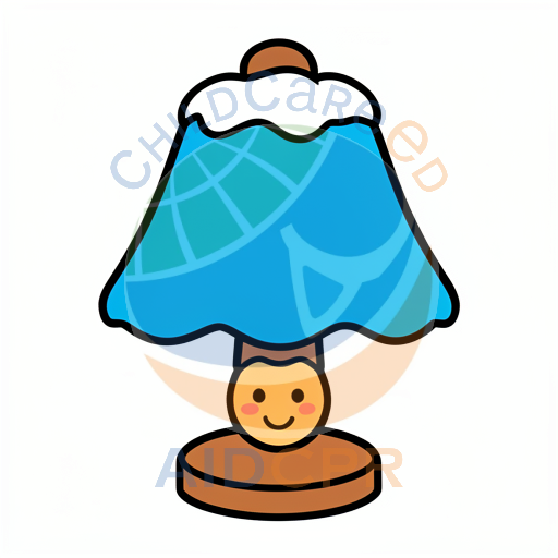 Blue lamp with smiling face base