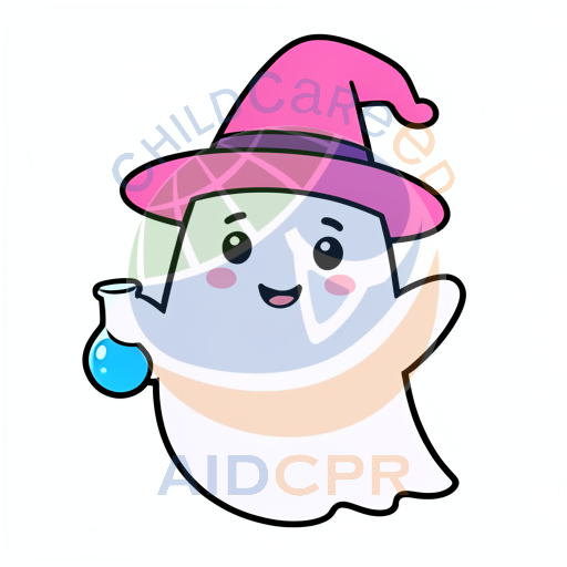 Cute ghost witch holding potion bottle