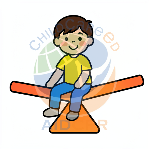 Boy smiling while playing on seesaw