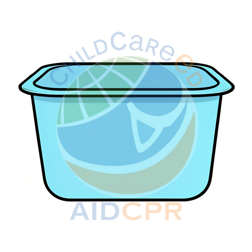 Light blue plastic container with lid