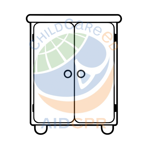 Yellow cabinet with two round knobs coloring page