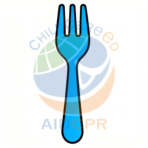 Blue plastic fork for kids