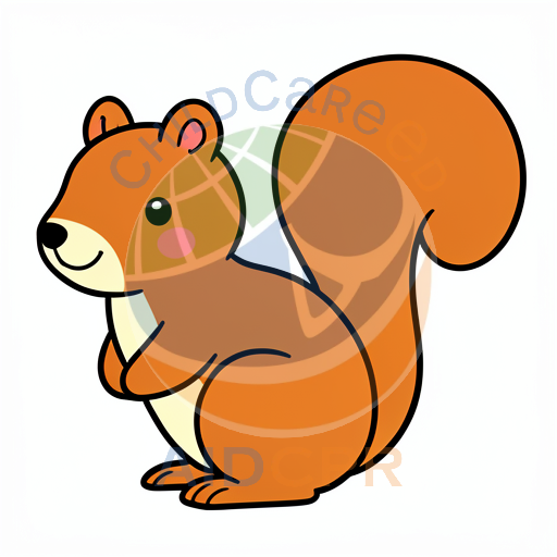 Cute orange squirrel holding a nut