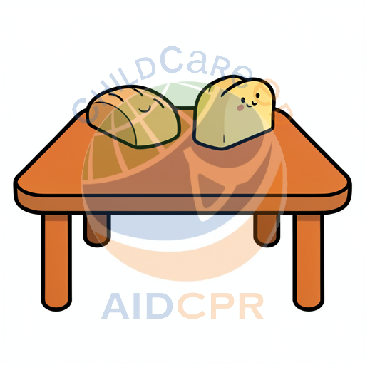 Two smiling bread slices resting on a table