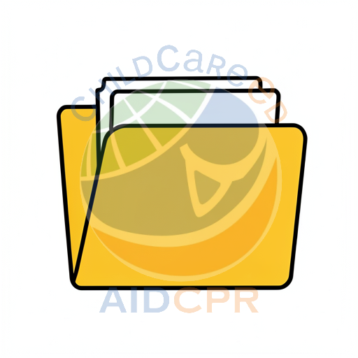 Yellow folder holding documents for early learning