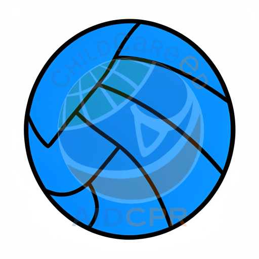 Blue ball bouncing on colorful surface