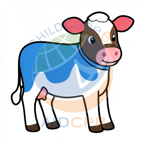 Happy cow with blue patch smiling
