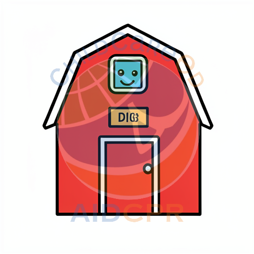 Red barn with smiling robot window