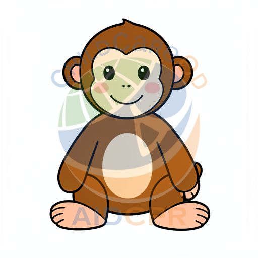 Cute smiling monkey sitting with rosy cheeks