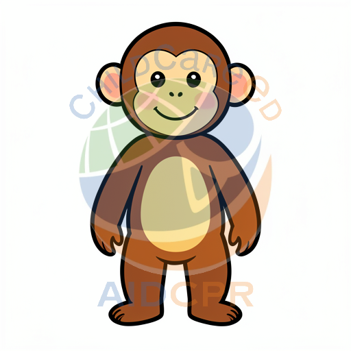 Cute smiling monkey standing with big cheeks silhouette - ChildCareEd
