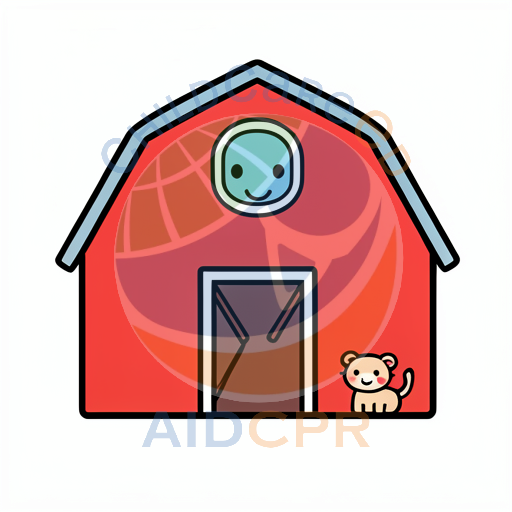 Red barn with smiling face window
