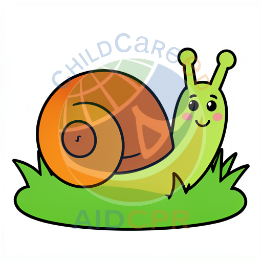Cute snail with orange shell smiling
