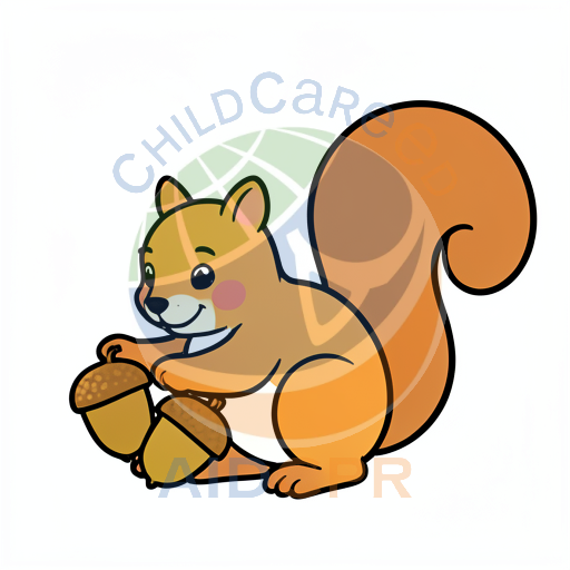 Cute squirrel holding two acorns