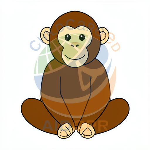 Cute smiling monkey sitting cross-legged