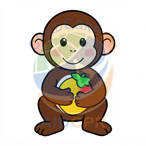 Cute monkey holding a strawberry