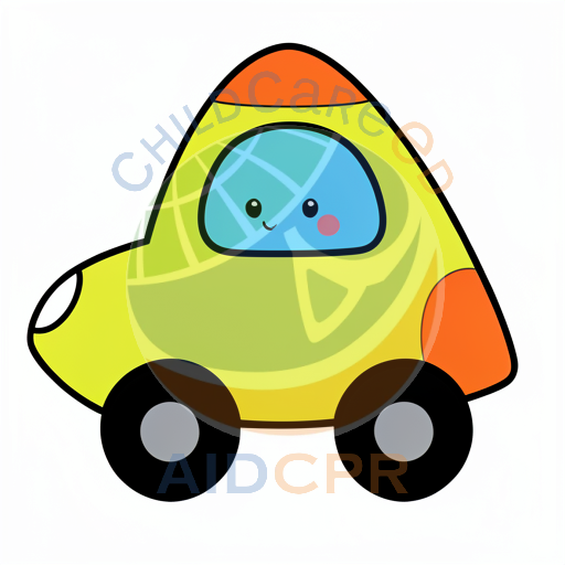 Cute triangular car with smiling face