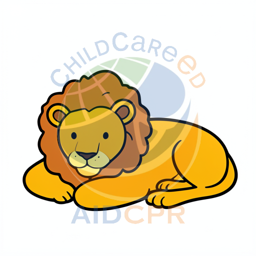 Yellow lion lying down peacefully
