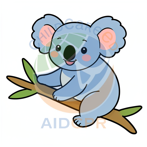 Cute koala smiling while holding tree branch