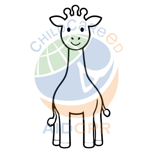 Smiling giraffe with patterned neck coloring page