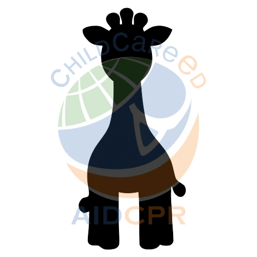 Smiling giraffe with patterned neck silhouette