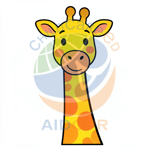 Yellow giraffe with orange patterned neck