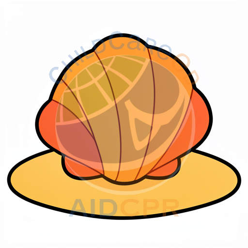 Orange shell-shaped hat on yellow base