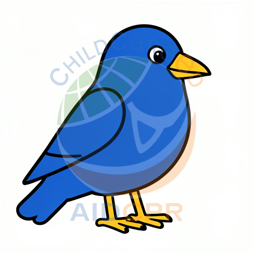 Cartoon blue bird looking forward