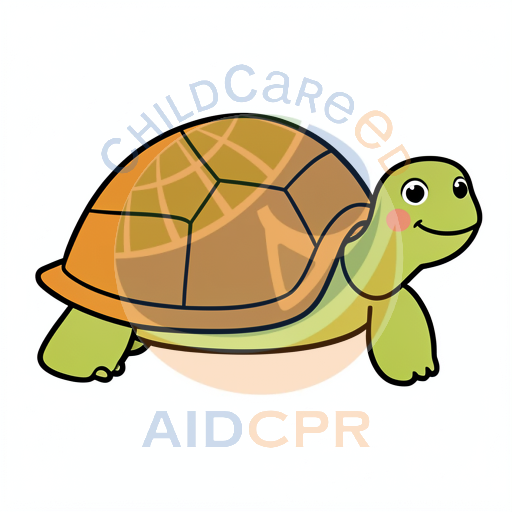 Happy green turtle with orange shell