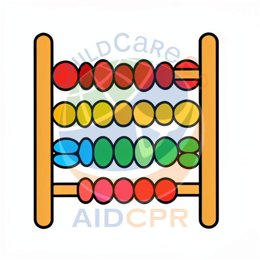 Educational counting tool with rainbow-colored beads