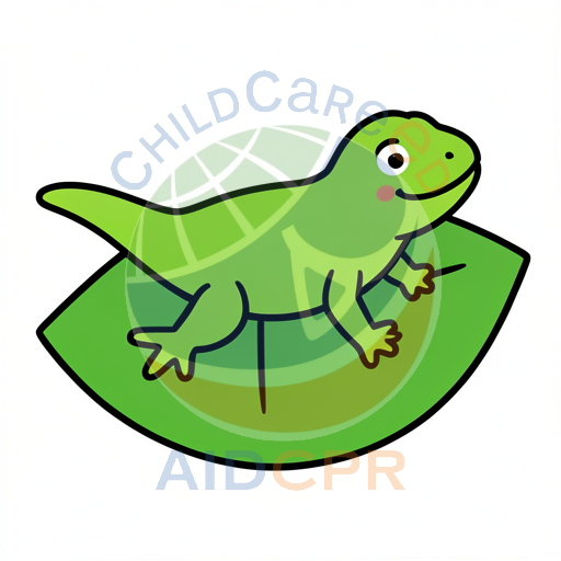 Green lizard sitting on leaf
