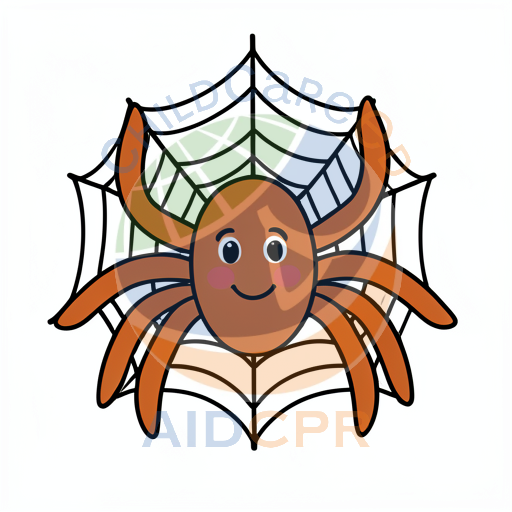 Cute smiling spider on web
