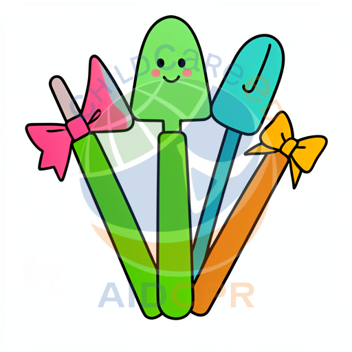 Three smiling garden tools with bows