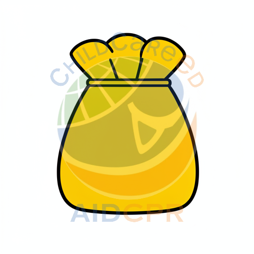 Yellow sack with drawstring top