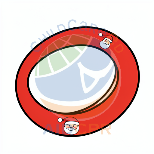 Red circular frame with Santa faces