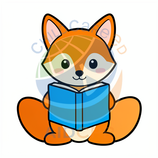 Cute fox reading blue book