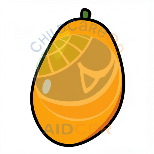 Orange mango with green stem