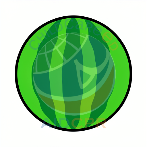Round watermelon with striped pattern