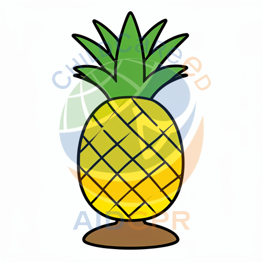 Pineapple standing on brown base