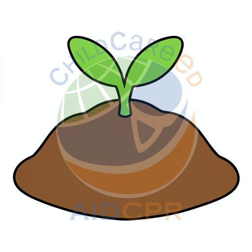 Tiny plant pushing through dirt ground