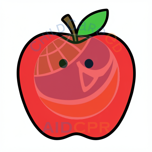 Friendly apple with two black dots
