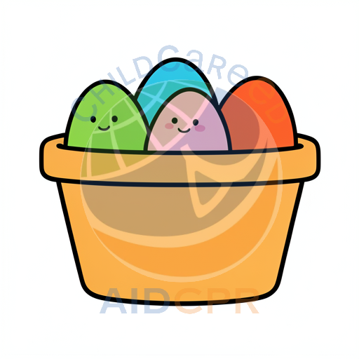 Happy Easter eggs in a basket - ChildCareEd