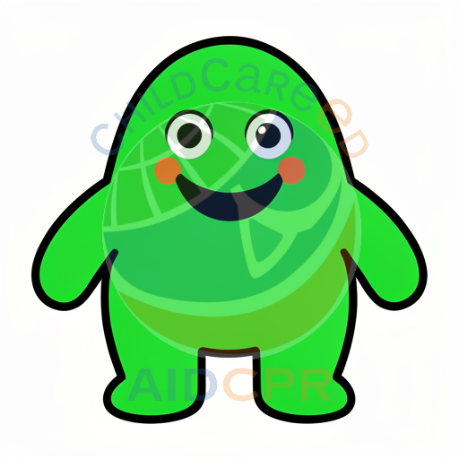 Friendly cartoon creature with orange cheeks