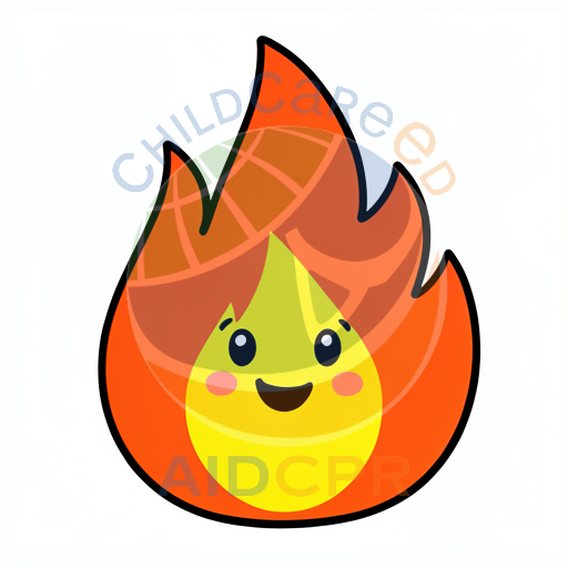 Friendly fire character with rosy cheeks
