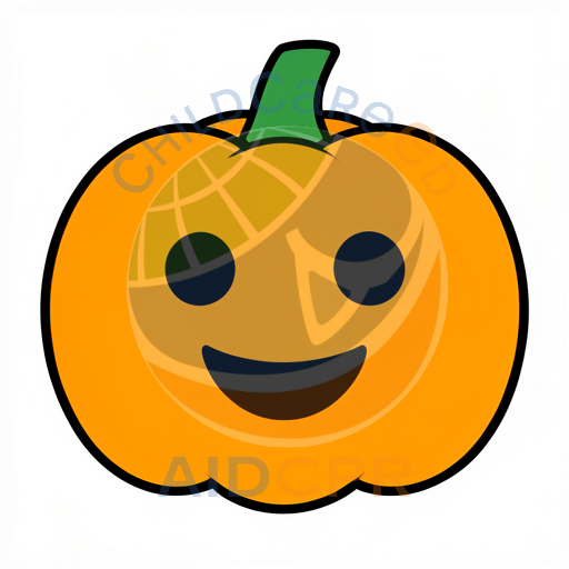 Friendly jack-o'-lantern with black features