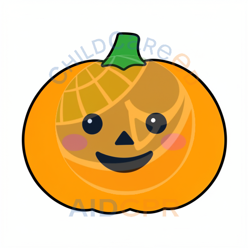 Friendly jack-o'-lantern with rosy cheeks
